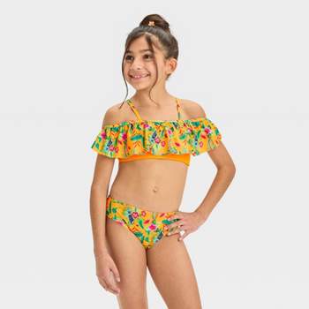 Girls' Tropic Sunset Floral Printed Bikini Set - Cat & Jack™