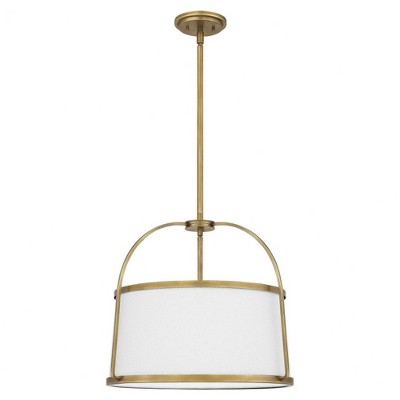 York 20" Weathered Brass Drum Pendant Light