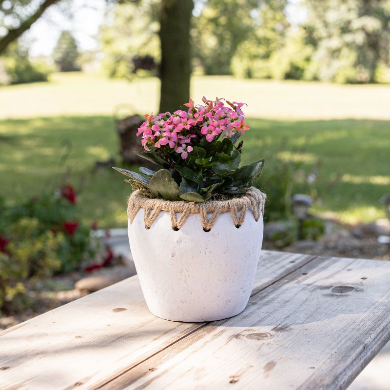 Woven Rim Planter White Terracotta & Jute by Foreside Home & Garden, 3 of 9