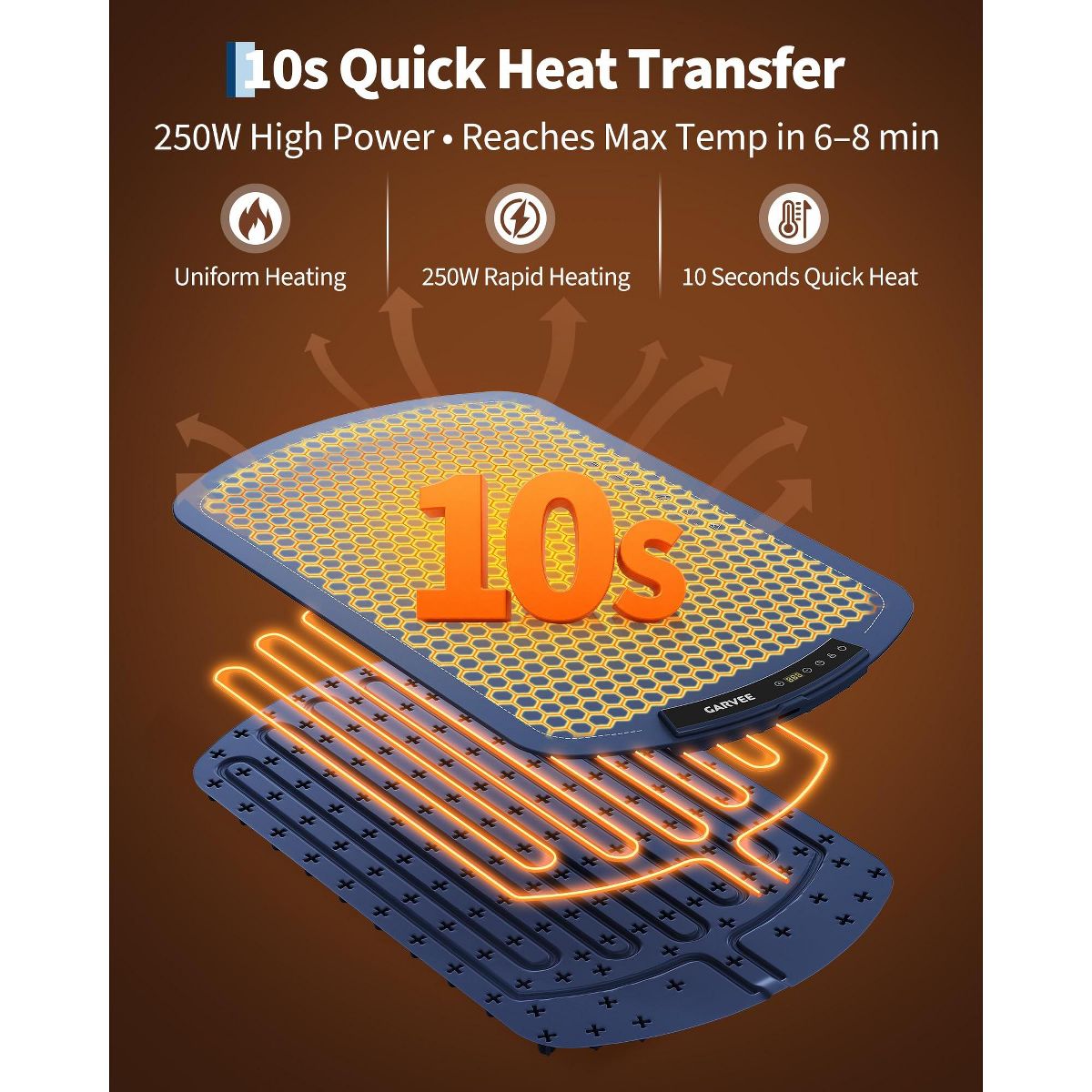 Garvee 26"x16" Electric Food Warming Mat – 8 Temps, 6H Timer, 250W, Child Lock, Auto Shut-Off – Rollable Silicone Warmer for Kitchen, Buffet, Parties - thumbnail 3