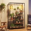 Acekool 5-Tier Tall Indoor Plant Stand, 70.9" Metal Plant Shelf with Hooks, Multi-Purpose Display Rack for Living Room, Balcony, Garden, Brown - 4 of 4
