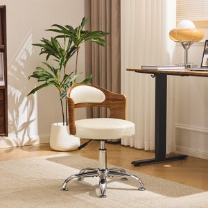 Karl Home | Ring-Shaped Wooden Back Office Chair With Foot Spikes And Wheels - 1 of 4