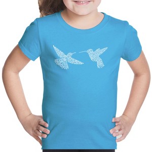 LA Pop Art Hummingbirds - Girl's Word Art T-Shirt - 1 of 4