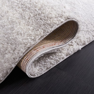 Grey and Ivory Flat Woven Shag Runner Rug