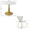 Harris+Flavia 5-Piece Round-Shaped Faux Marble Dining Table Set With 4 Velvet Upholstered Chairs Gold Legs -Maison Boucle - 3 of 4
