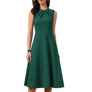 green a line cocktail dress INSPIRE CHIC Women's Crew Neck Sleeveless Work Elegant Party Pleated A-Line Midi Dresses Dark X-Large Mermaid Backless Teal Lace Size:L/40 The pleated waistband highlights elegant green cocktail dress FILTER BY/BY SIZE/XS