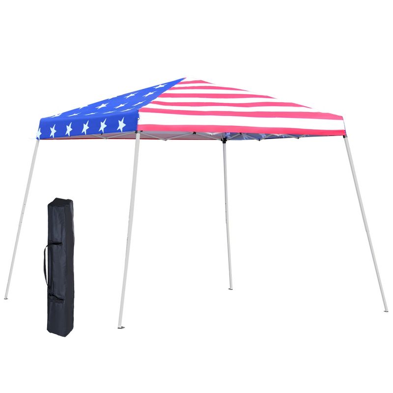 Outsunny 10' x 10' Pop Up Canopy Event Tent with American Flag Roof, Slanted Legs, Easy Height Adjustable for Wedding Party for Patio Backyard Garden, 1 of 9