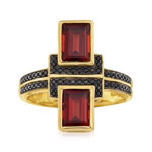 Ross-Simons 2.40 ct. t.w. Burgundy Garnet and .10 ct. t.w. Black Spinel Ring in 18kt Gold Over Sterling - 1 of 4