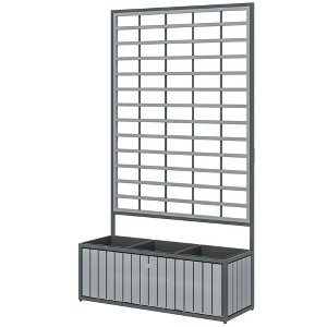 Wooden Raised Garden Bed with Trellis, Removable Pots, for Backyard, Patio, Balcony, 29" x 11" x 52" - 1 of 4