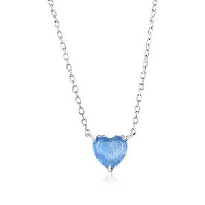 Bella Silver Sterling Silver, Heart Necklace - Kyanite - Blue - 16+2 Inch - 1 of 2