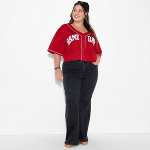 Women's Game Day Cropped Elbow Sleeve V-Neck Athletic Jersey - Wild Fable™ - 1 of 3