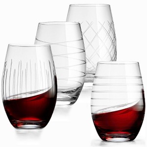 Bella Vino Set of 4 Etched Stemless Wine Glasses - 18oz. - 1 of 4