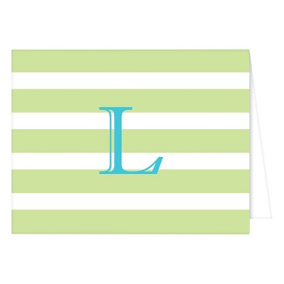 "L" Monogram Cabana Stripe Folded Notes Collections Light Green