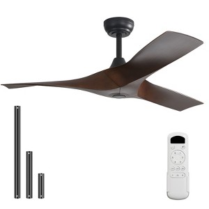 52 Inch Ceiling Fan No Light 3 Blades Low Profile Downrod Mount Ceiling Fans with Remote for Indoor/Outdoor  Patio Garage Living Room Bedroom - 1 of 4