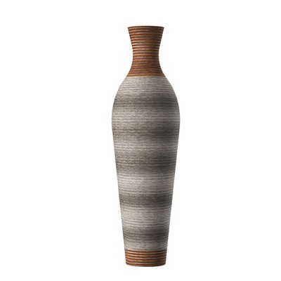 Infurnic Decorative Vases Metal Vases with Elegant Two Tone Dark Brown Finishes, Ideal for Decorating Living Rooms, Bedrooms, Gray, 11"*5.5"*39.4"
