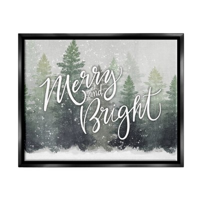 Stupell Industries Merry & Bright Winter Forest Framed Floater Canvas Wall Art