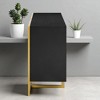 59.8" Mahogany Veneer Modern Sideboard Buffet Cabinet with Artistic Irregular Doors, Metal Legs & Adjustable Shelves for Kitchen, Dining Room - 3 of 4