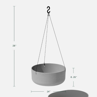 Gray Plastic-Stone Hanging Outdoor Planter Set, 14-inch