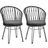 BOHO PE Rattan Patio Dining Chairs Set of 2 Curved Backrest Dining Chairs Outdoor Furniture-Tanpinhause - 2 of 4