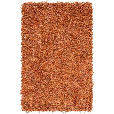 Hand-Knotted Orange Leather Shag Area Rug, 5' x 8'