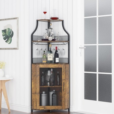 Corner Wine Bar Cabinet With Detachable Wine Rack : Target