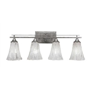 Toltec Lighting Uptowne 4 - Light Vanity in  Aged Silver with 5.5" Fluted Italian Ice Shade - 1 of 1