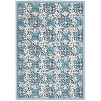 Boho Blue Floral Indoor/Outdoor Rectangular Area Rug, 5'3" x 7'5"