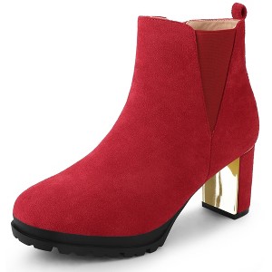 Perphy Women's Platform Round Toe Chunky Heels Ankle Chelsea Boots - 1 of 3