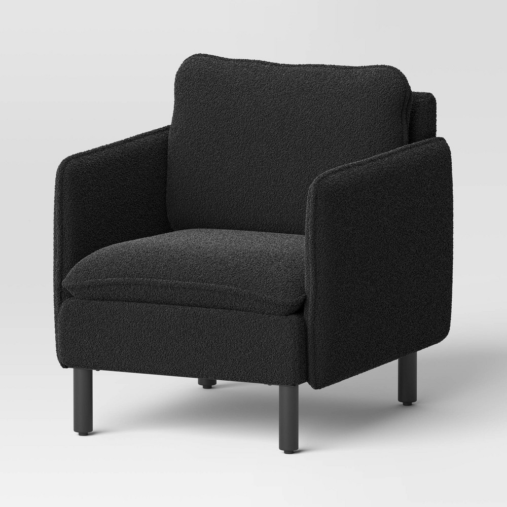 Square Back Accent Arm Chair Boucle Black Threshold™ (1 Box)