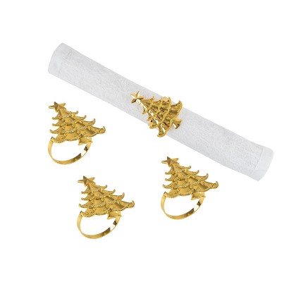 C&f Home Gold Christmas Tree Decorative Napkin Ring, Set Of 4 : Target