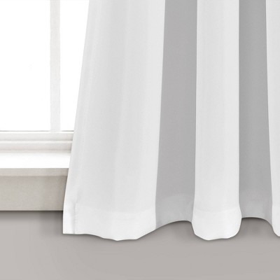 Blue Gray Floral Room Darkening Polyester Curtain Panels, Set of 2