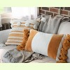 Wide Striped Hand Woven 14x22" Decorative Cotton Throw Pillow with Hand Tied Tassels - Foreside Home & Garden - 4 of 4