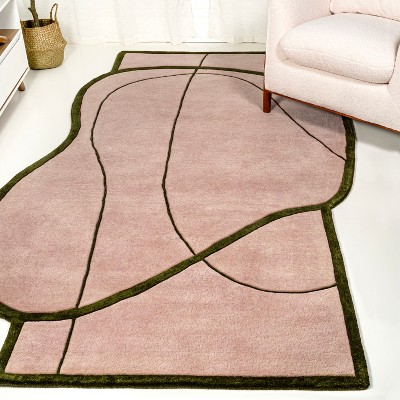 JONATHAN Y Mosaic Coastal Geometric Border Handwoven Wool Indoor Area Rug