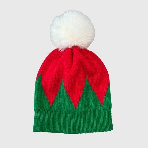 Anna-Kaci Women's Christmas Beanie Knit Hat with Faux Fur Pom-Pom for Holiday Winter Warmth - 1 of 3
