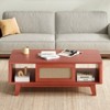 CAVINAS Modern Square Coffee Table with Rattan Drawer,Wooden Accent Table with Wood-textured Finish,Modern Coffee Table for Living Room - 4 of 4