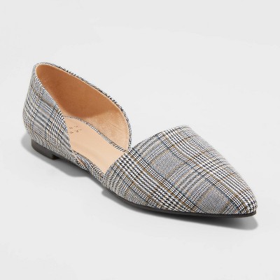 gray pointed toe flats