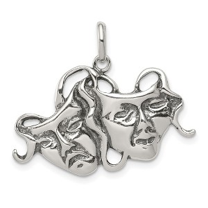 Black Bow Jewelry Sterling Silver Antiqued Comedy and Tragedy Mask Pendant - 1 of 4