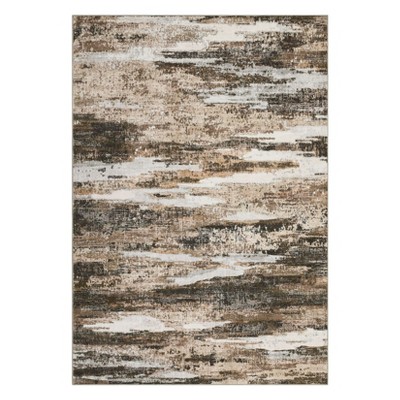 Washable Modern Abstract Rug Non Slip Low Pile Rug Contemporary Throw Floor Cover Foldable Indoor Carpet for Living Room Bedroom,Brown/4'x6'