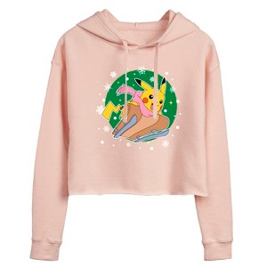 Women's - Pokémon - Pikachu Sled Cropped Graphic Hoodie - 1 of 3