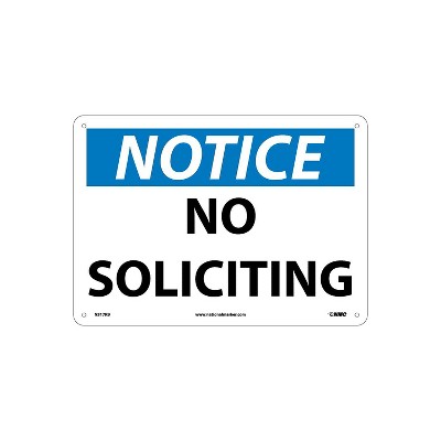 National Marker No Soliciting 10X14 Rigid Plastic Notice Sign N317RB