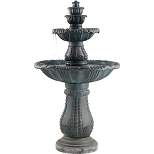 John Timberland Italian Outdoor Floor Water Fountain with Light LED 56 3/4" High 4 Tiered for Yard Garden Patio Deck Home