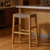 HomeRoots 31" Stone and Natural Faux Leather and Solid Wood Backless Bar Height Bar Chair - 2 of 4