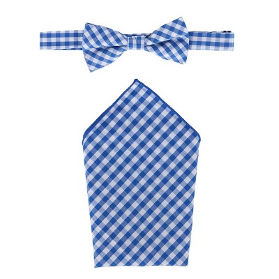 CTM Men's Cotton Checkered Bow Tie and Handkerchief Set