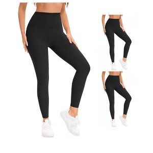 INSPIRE CHIC Women's 3 Packs High Waist Tummy Control Workout Running Leggings Soft Shapewear Pants - 1 of 4