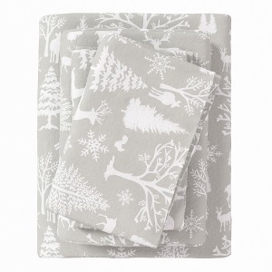 100% Cotton Lodge Print Flannel Sheet Set - Great Bay Home - 1 of 4
