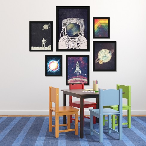 Americanflat 6 Piece White Framed Gallery Wall Art Set - Colorful Children's Art Set