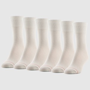 Goldtoe Signature Collection Women's 6pk Modern Essentials Flat Knit Mid Crew Socks - White 4-10 - 1 of 3