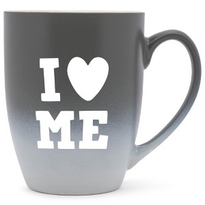 Elanze Designs I Heart Me Two Toned Ombre Matte Gray and White 12 ounce Ceramic Stoneware Coffee Cup Mug - 1 of 4