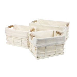 happimess Callan Vintage Industrial Handmade Wire Metal Nesting Storage Baskets with Wood Handles and Fabric Liner - 1 of 4