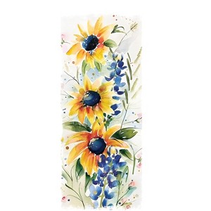 HomeRoots 36" White Yellow And Blue Sunflowers Solid Wood Porch Sign - 1 of 4